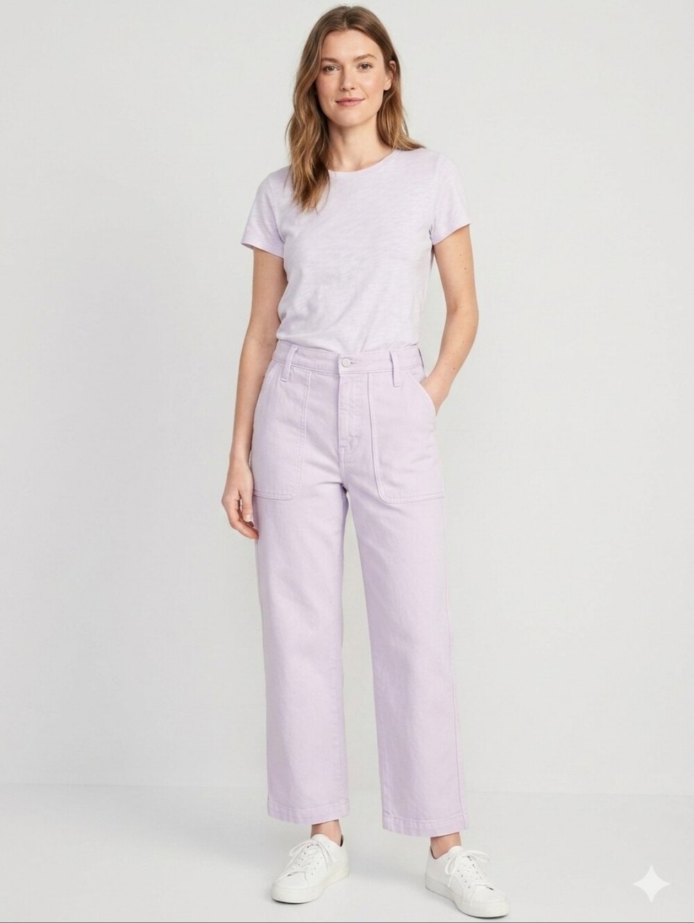 J.Crew 100% Cotton straight leg Cigarette croped  jeans Pants lilac 27